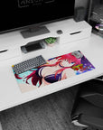 Rias Gremory from High School DxD Hero on 28x12 inch mouse pad, in a navy bikini with fiery hair under a moonlit sky.