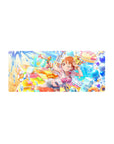 28x12 inches anime girl mouse pad with winking orange-haired pin-up and water blaster, festival splash art.