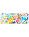 32x12 inches anime girl mouse pad with winking orange-haired girl, water blaster, ribbons, and stars.