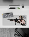 28x12 inches anime girl mouse pad in soft silver hair, warm blush tones, and clean minimalist modern feel.