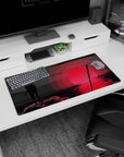 32x16 inches Naruto mouse pad showing Sasuke Uchiha before a huge red sun, lone blade at his side.