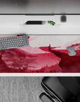 36x16 inches mouse pad with a lone samurai in crimson tones, overlooking a landscape for strength, calm, and focus.