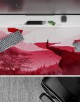 40x20 inches mouse pad showcasing a lone samurai with bold crimson tones, creating an epic, inspiring workspace design.