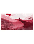Mouse pad with a lone samurai, 32x16 inches, set against crimson tones for strength and focus in your workspace.