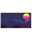 Midnight Tropic Glow desk mat 32x16 featuring glowing sun for gaming or workspace energy with calming flair