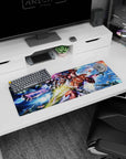 32x12 inches Mobile Suit Gundam mouse pad with RX-78-2 Gundam vs Char Aznable red Zaku mid-clash.