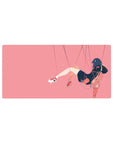 32x16 inches anime girl mouse pad with minimal soft pink space lines, bubble dots, and street-cute style.