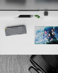 14x10 inches mouse pad featuring Zero Two, Ichigo, and the squad in a breathtaking post-apocalyptic setting, with soft blue hues and a sense of hope.
