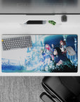 32x16 inches mouse pad with Zero Two, Ichigo, and the squad in a breathtaking post-apocalyptic scene, with dynamic poses and soft blue tones to inspire adventure.