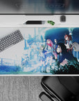 40x20 inches mouse pad with Zero Two, Ichigo, and the squad in a post-apocalyptic setting, featuring overgrown ruins and soft blue tones for an adventurous vibe.