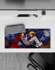 28x12 inches anime mouse pad in stormy blues with jagged lightning, bold print and smooth gaming glide.