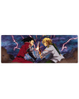 32x12 inches anime mouse pad featuring a lightning duel scene with clashing swords and flying debris.