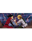 36x16 inches anime desk pad with lightning duel artwork, bold print and smooth glide for gaming.