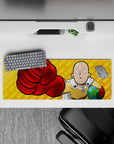 Orange backdrop anime mouse pad 32x12 inches, bright pop colors, crisp print, smooth glide, bold vibe.