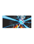 28x12 inch mouse pad featuring Goku in Ultra Instinct form unleashing powerful bright blue energy