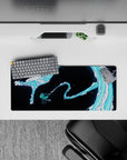 28x12 inches anime mouse pad with Tanjiro’s iconic Water Breathing technique from Demon Slayer, perfect for fans.
