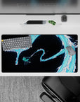 Demon Slayer anime mouse pad, 32x16 inches, with Tanjiro’s Water Breathing technique bringing dynamic energy to your workspace.