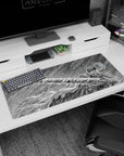 Workspace-ready 36x16 inch desk pad with Guts from Berserk in a bold black-and-white manga design