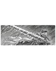 32x12 inch mouse pad featuring Guts in a striking black-and-white manga panel with his Dragonslayer sword