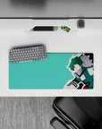 Compact 28x12 mouse pad highlights Deku's determination with vibrant minimalism for anime enthusiasts
