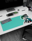 Vibrant minimalist artwork on 36x16 mouse pad captures Izuku Midoriya's determination in sharp detail