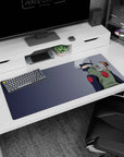 36x16 inches Naruto desk pad showing Kakashi glancing back as Pakkun rides his shoulder on a clean gray.