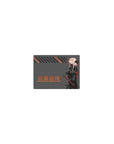 Classic anime girl mouse pad 14x10 inches with cyberpunk katana fighter, kanji text, and stripe accents.