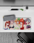 28x12 inches anime girl mouse pad in sunlit blues and candy colors, playful winks and blushy smiles.