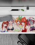 36x16 inches anime desk pad in sunlit blues and candy colors, playful winks and blushy smiles.
