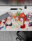 Candy-colored anime girl desk pad 40x20 inches in sunlit blues, mint, pink, and red for playful vibes.