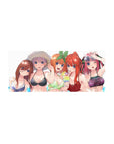28x12 inches anime girl mouse pad with five bikini girls in a crowded beach-day glossy print.