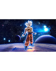 Desk pad featuring Goku in Ultra Instinct, 40x20 inches, standing ready in a cosmic background, capturing his ultimate power and serenity for a dynamic workspace.