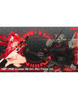 Anime desk pad 40x20 inches with Gundam Astray Red Frame Kai, HUD rings, hex tech pattern.