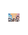 KonoSuba anime mouse pad 14x10 inches featuring Aqua, Darkness, and Megumin in pastel maid cafe outfits, vibrant colors.