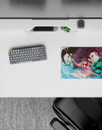 Small-sized 14x10 inch mousepad showcasing Tanjiro and Nezuko's fierce bond for anime enthusiasts