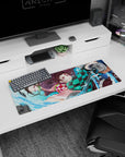 Stylish 32x12 inch mouse pad with vibrant water technique design, perfect for any workspace or setup