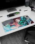 Durable 32x16 inch mouse pad with vibrant water technique art, bringing Demon Slayer energy to your desk