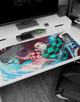 Premium 40x20 inch desk pad with vibrant water technique design, perfect for energetic workspaces
