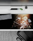 Anime desk pad 36x16 inches featuring Kirito and Asuna from Sword Art Online, set against a cosmic background.