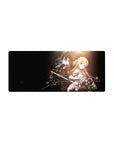 Anime mouse pad 28x12 inches featuring Kirito and Asuna from Sword Art Online, set against a cosmic background.