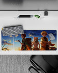 32x12 inches mouse pad showcasing three warriors from Demon Slayer with a golden sunset, perfect for fans of adventure and camaraderie.