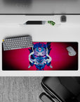 Compact 32x12 inch mouse pad highlighting an intense Oni mask design, perfect for statement-making setups