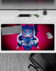 High-quality 32x16 inch mouse pad showcasing a fierce Oni mask design, ideal for gaming and bold setups