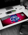 Workspace-ready 36x16 inch desk pad with vivid Oni mask art, perfect for lovers of chaotic aesthetics