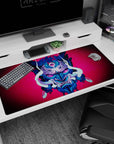 Premium 40x20 inch desk pad with bold Oni mask design, ideal for making a statement in any workspace