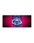 28x12 inch mouse pad featuring a fierce Oni mask with vibrant colors and dynamic demonic vibes