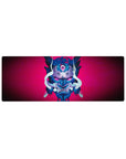32x12 inch mouse pad featuring a bold Oni mask with vibrant colors and fierce demonic energy