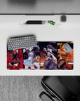 28x12 inches anime girl mouse pad in ruby red, icy blue, midnight black, and sunlit gold energy.