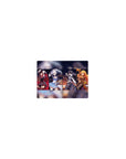 Classic anime girl mouse pad 14x10 inches with four heroines in bold split-panel poster layout.