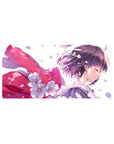 32x16 inches anime girl mouse pad with lavender hair, pink ribbon, and falling cherry blossoms.